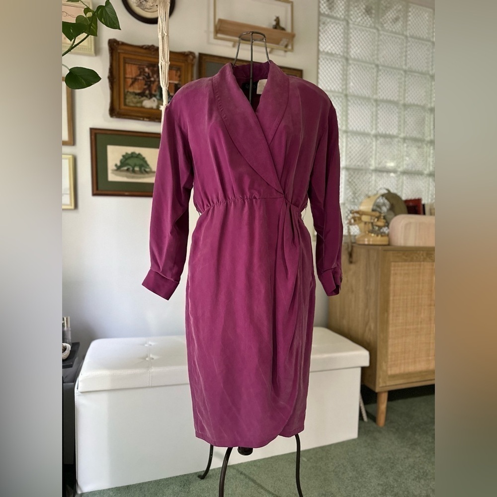 VINTAGE 80s, 100% silk gown, medium/8✨ - Picture 4 of 16